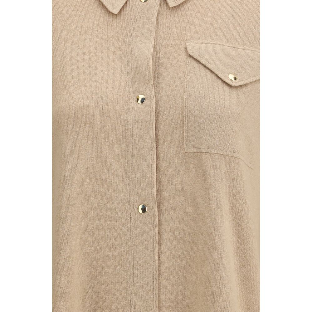 Fabiana Filippi Beige Fleece Wool Dress Shirt - Exquisite Elegance