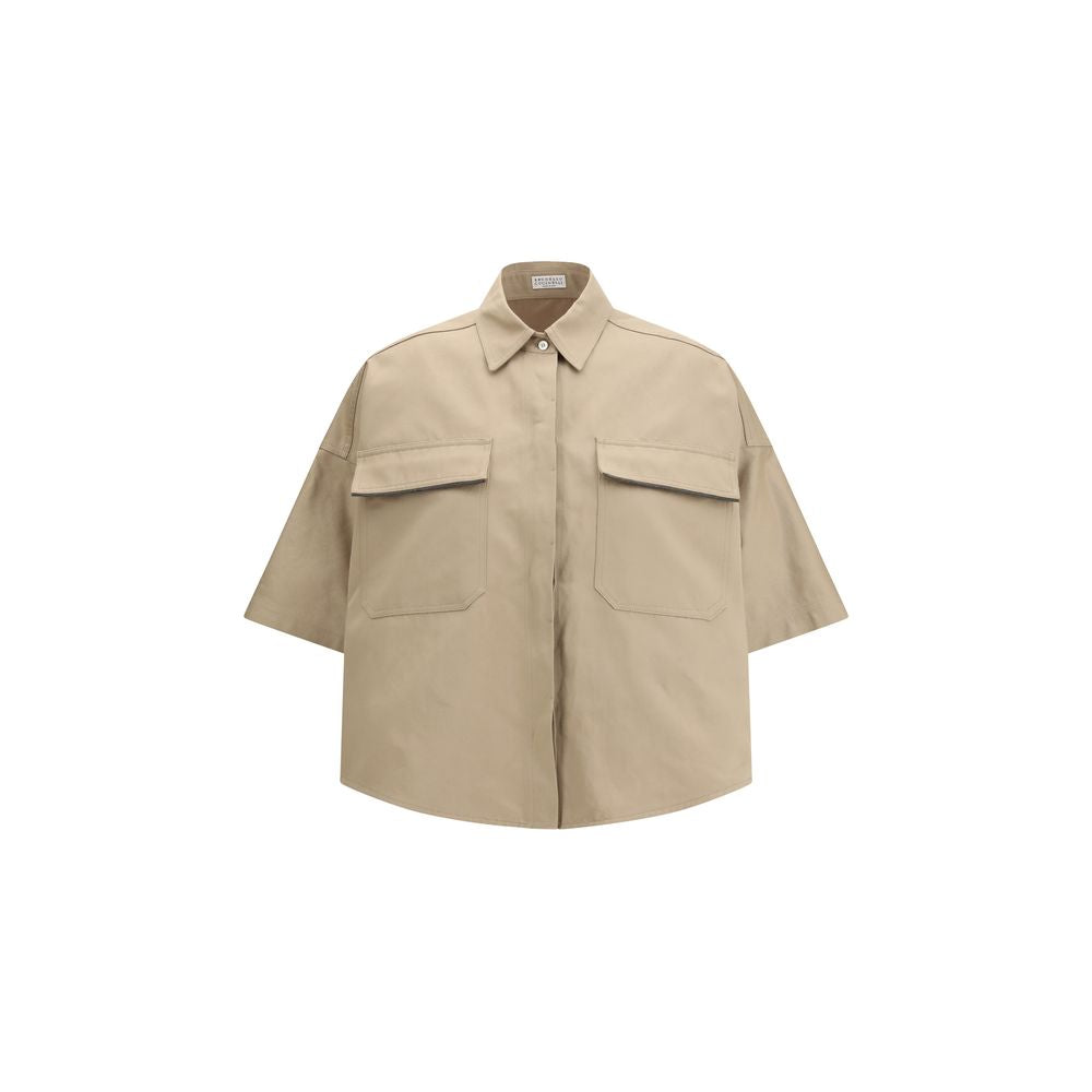 Brunello Cucinelli Beige Cotton Shortsleeve Shirt - Designer Elegance