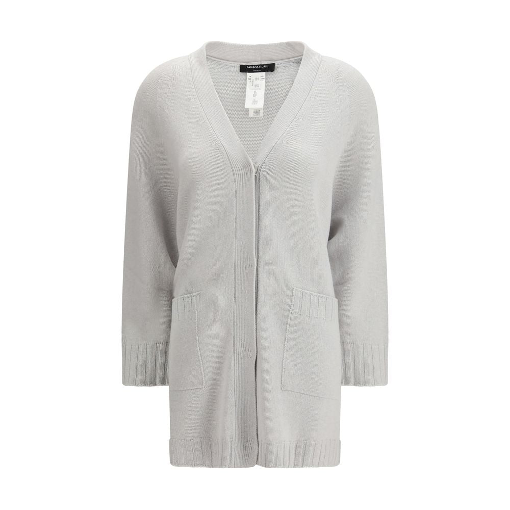 Fabiana Filippi Gray Fleece Wool Cardigan – Timeless Luxury Elegance