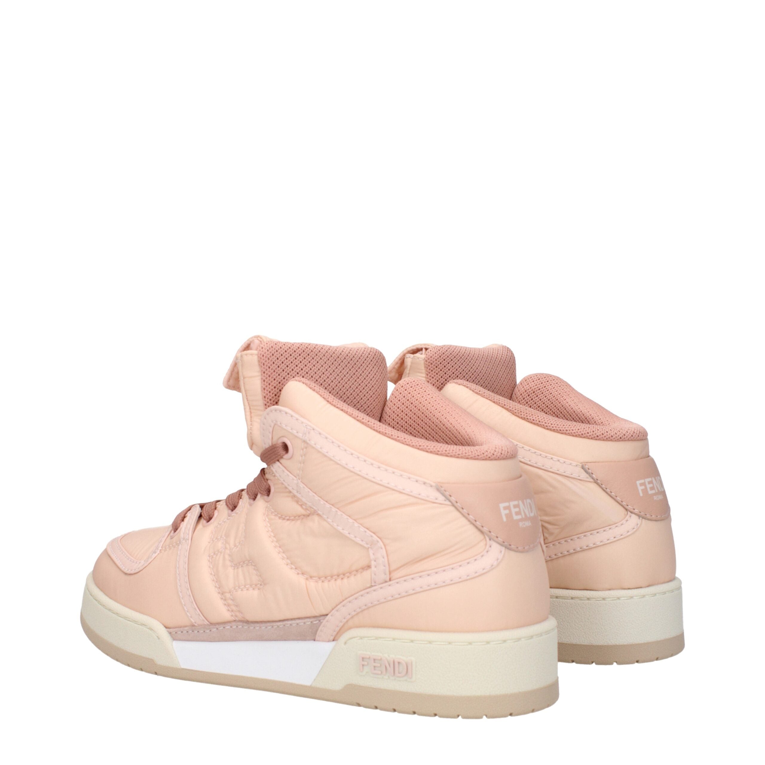 Elevate your style with Fendi Pink Nylon High Top Sneakers, a luxurious blend of premium nylon and sophisticated design, perfect for the discerning individual.