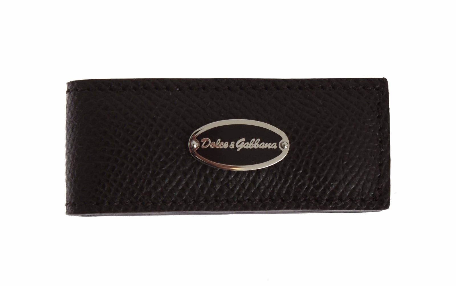 Dolce & Gabbana Brown Leather Magnet Mens Money Bar Clasp Money Cash Clip