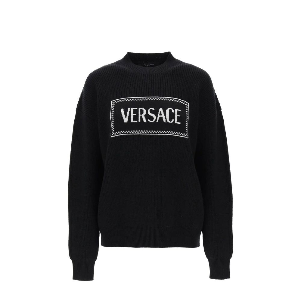Versace black wool sweatshirt front view