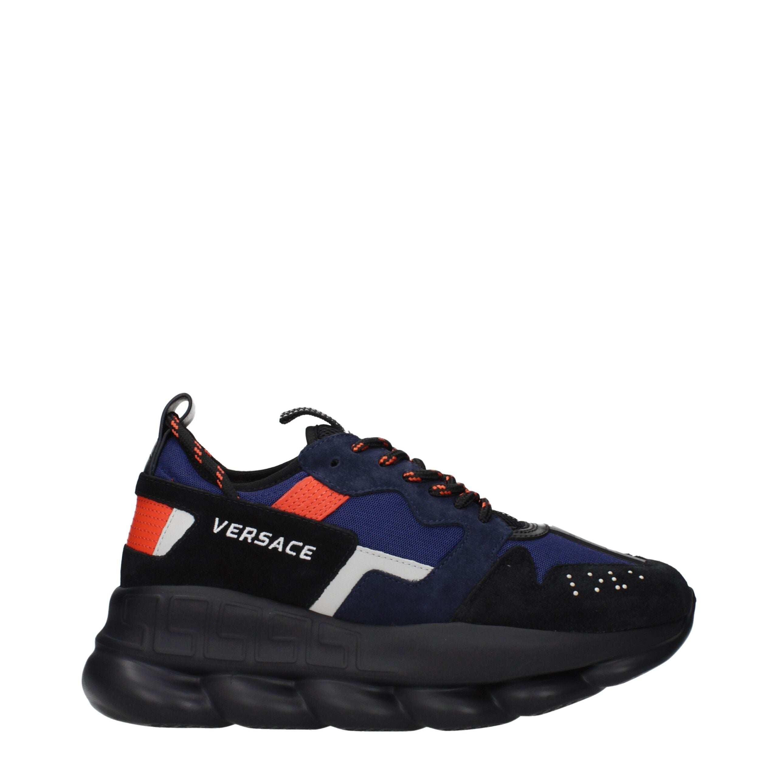 Versace blue fabric athletic sneakers front view