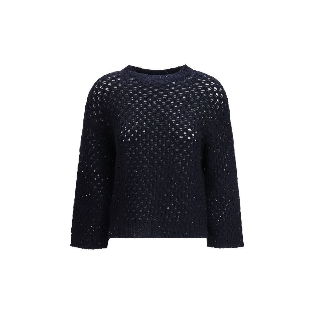 Indulge in the exquisite Fabiana Filippi Black Fleece Wool Sweatshirt, crafted from luxurious materials for timeless elegance, perfect for elevating any sophisticated ensemble.