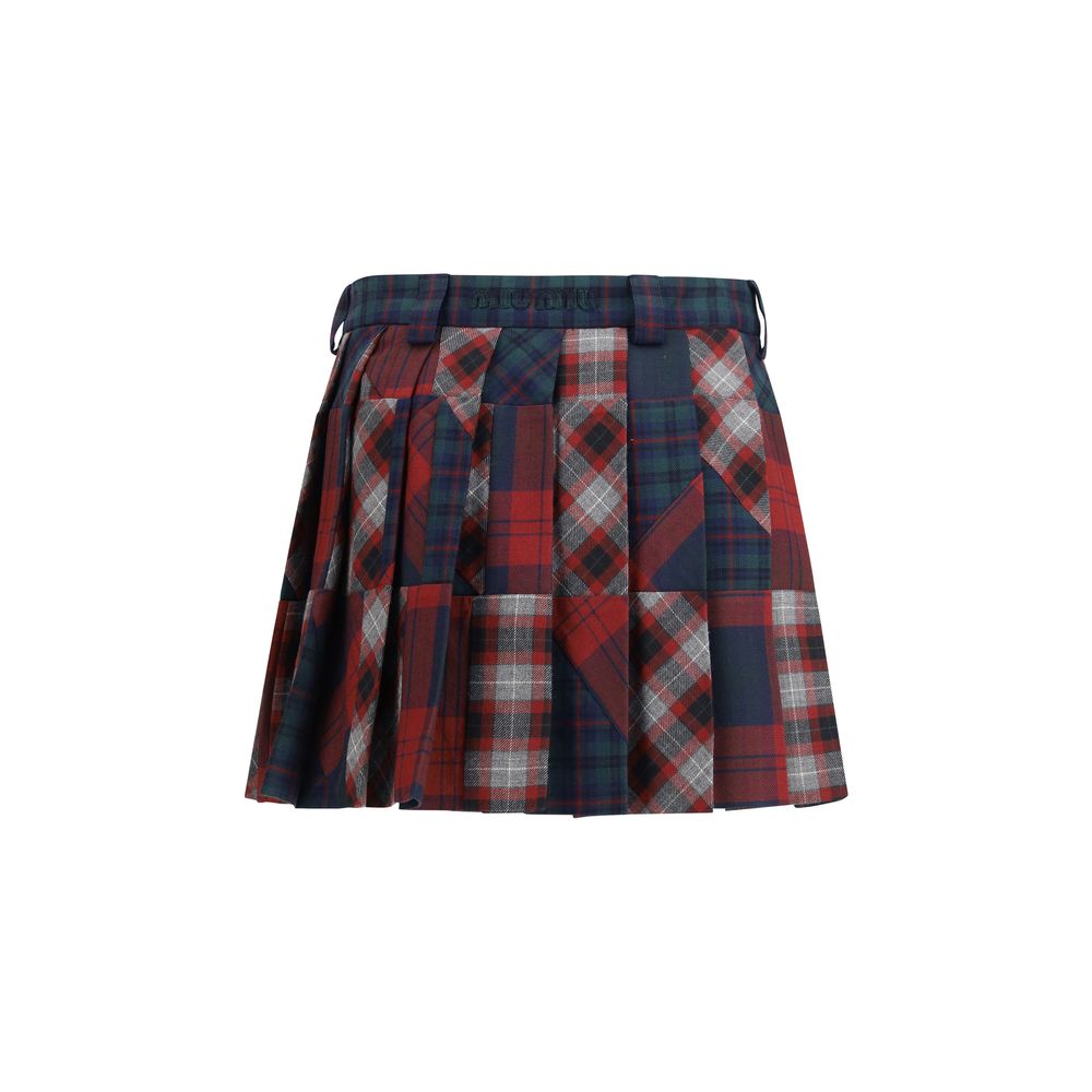 Miu Miu Multicolor Fleece Wool Mini Skirt - Timeless Luxury