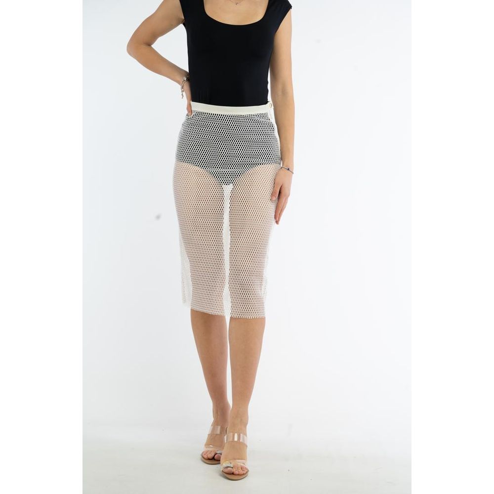 Discover the Patrizia Pepe White Polyester Midi Skirt, a masterpiece of artisanal elegance, perfect for those who embrace sophistication and timeless style.