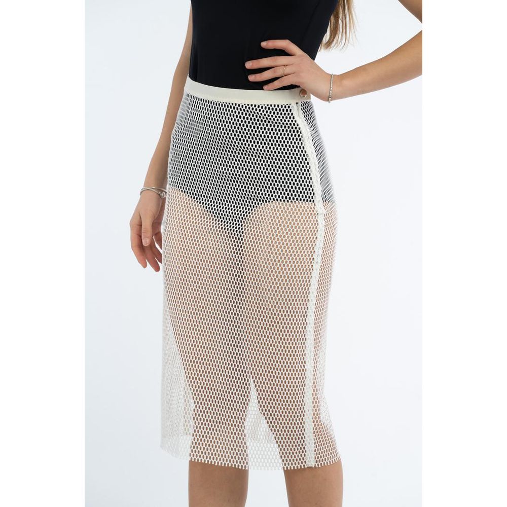 Patrizia Pepe White Polyester Midi Skirt - Artisanal Elegance