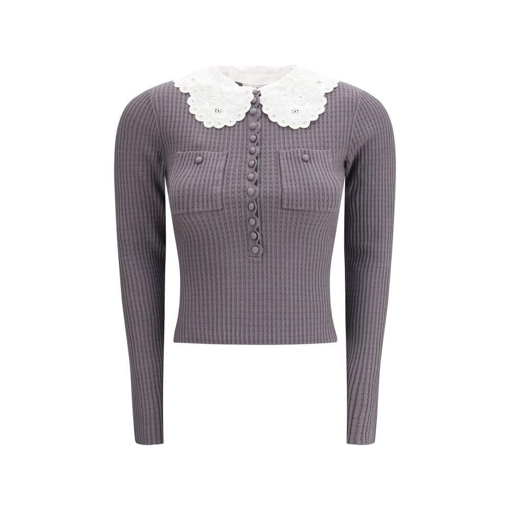 Elevate your wardrobe with the Self-Portrait Gray Viscose Shirt, a blend of exquisite craftsmanship and romantic sophistication, perfect for any refined occasion.