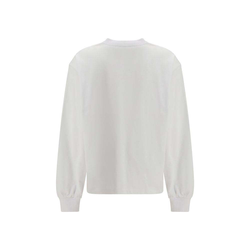 Elevate your style with the Ganni White Cotton Long Sleeve T-Shirt, where effortless elegance meets playful charm, crafted for those who appreciate luxury and individuality.