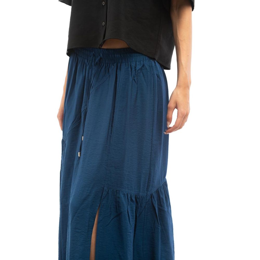 Elevate your elegance with the Patrizia Pepe Blue Viscose Long Skirt, crafted from luxurious materials for a timeless silhouette that embodies sophistication and allure.