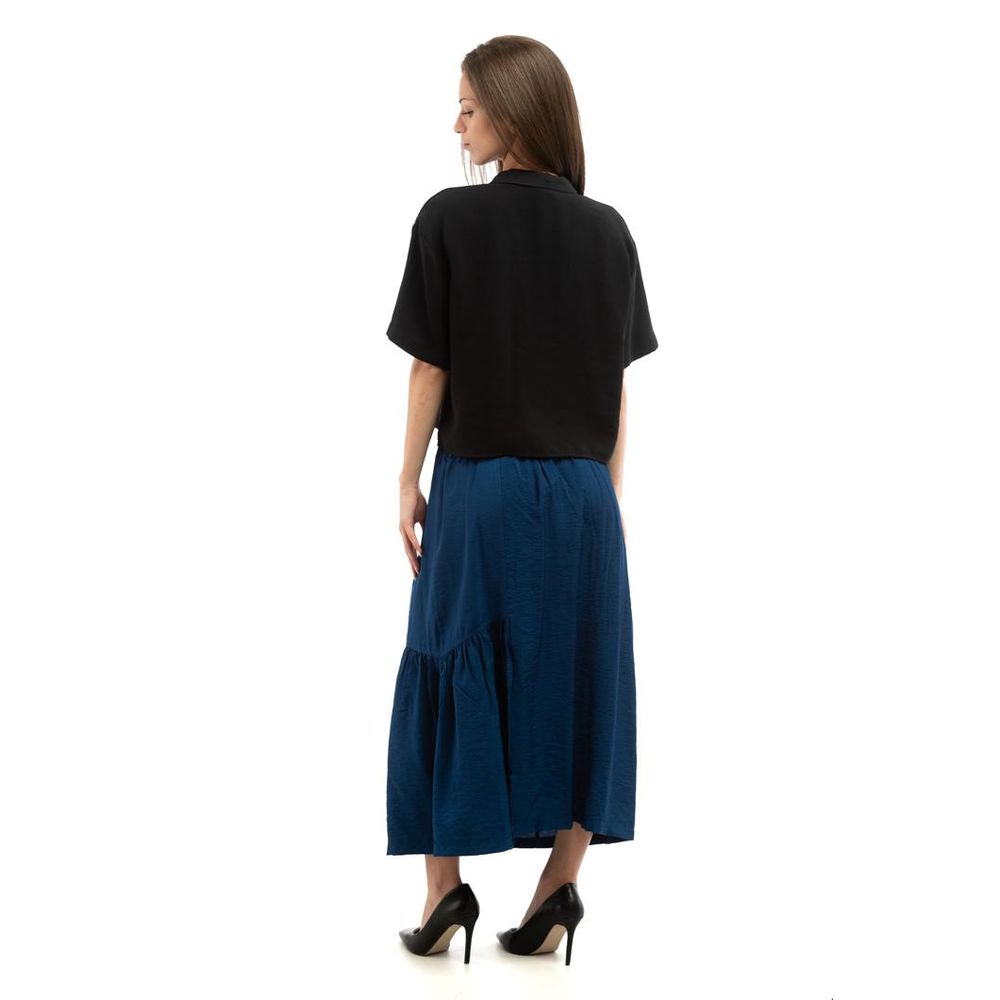 Patrizia Pepe Blue Viscose Long Skirt - Exquisite Luxury Fashion