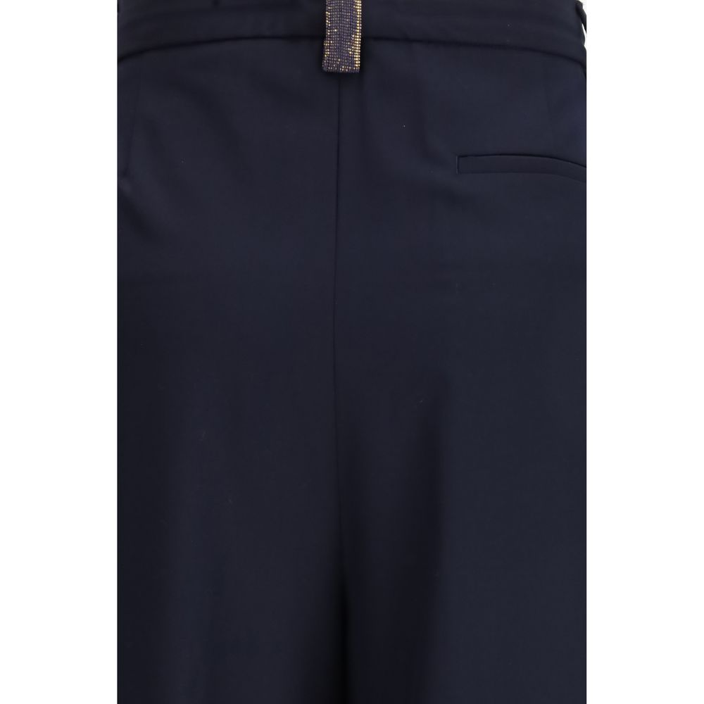 Fabiana Filippi Blue Polyester Casual Pants - Exquisite Elegance