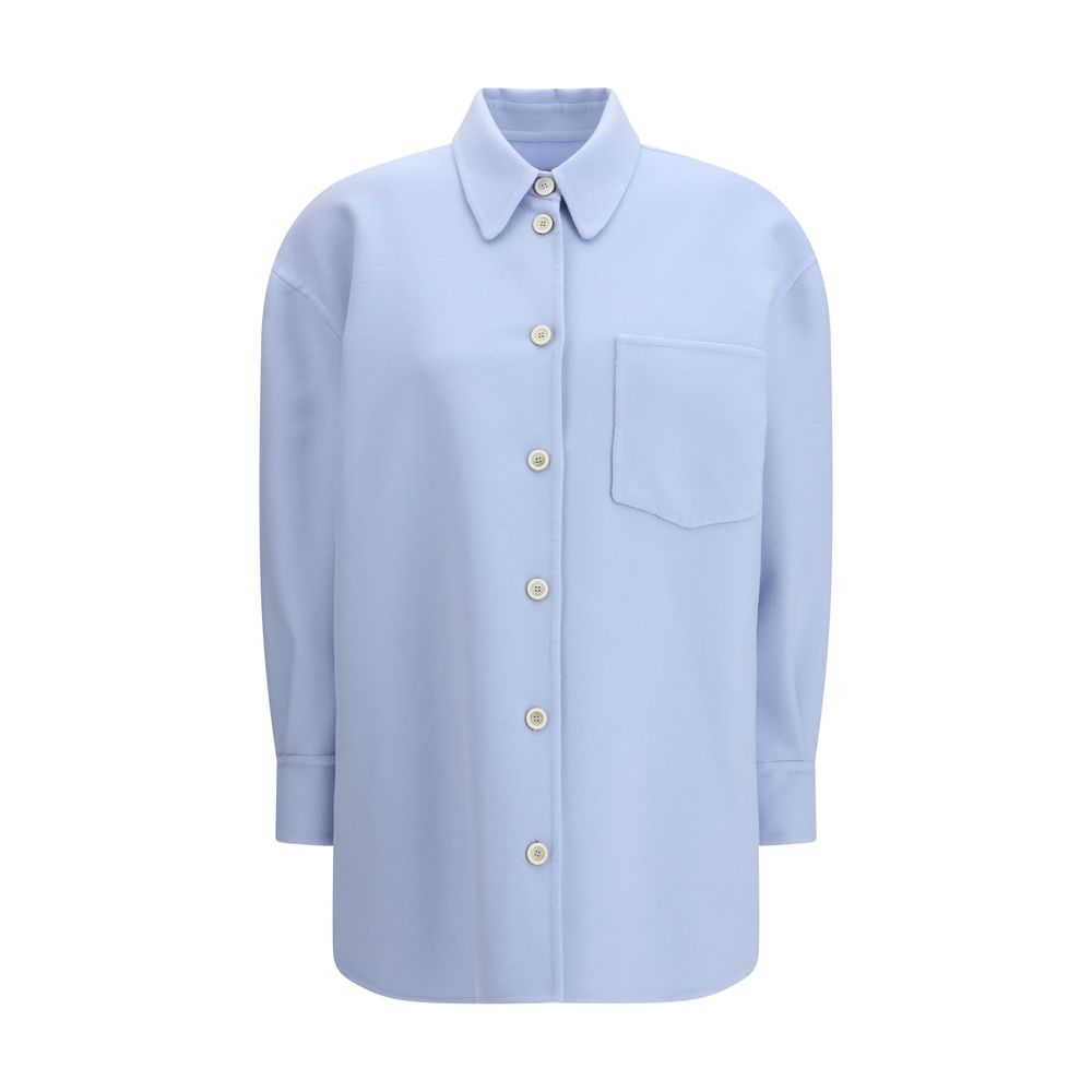 Fabiana Filippi Blue Fleece Wool Shirt - Exquisite Luxury Elegance