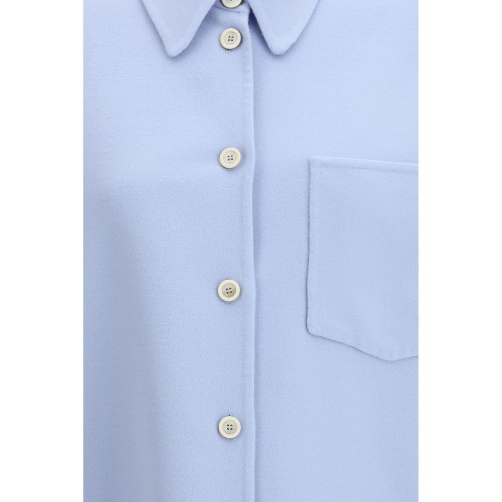Fabiana Filippi Blue Fleece Wool Shirt - Exquisite Luxury Elegance