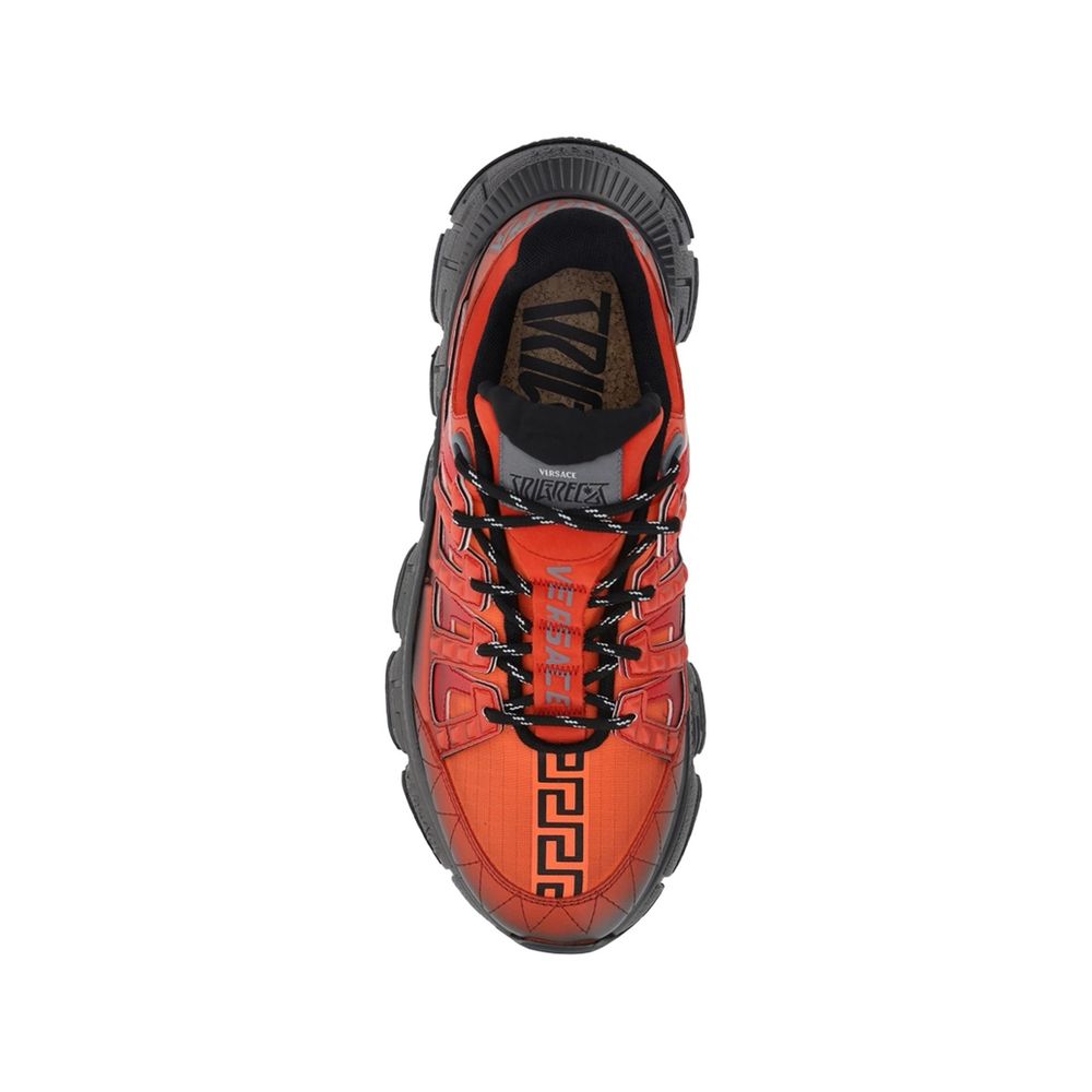 Versace Orange Fabric Athletic Sneakers