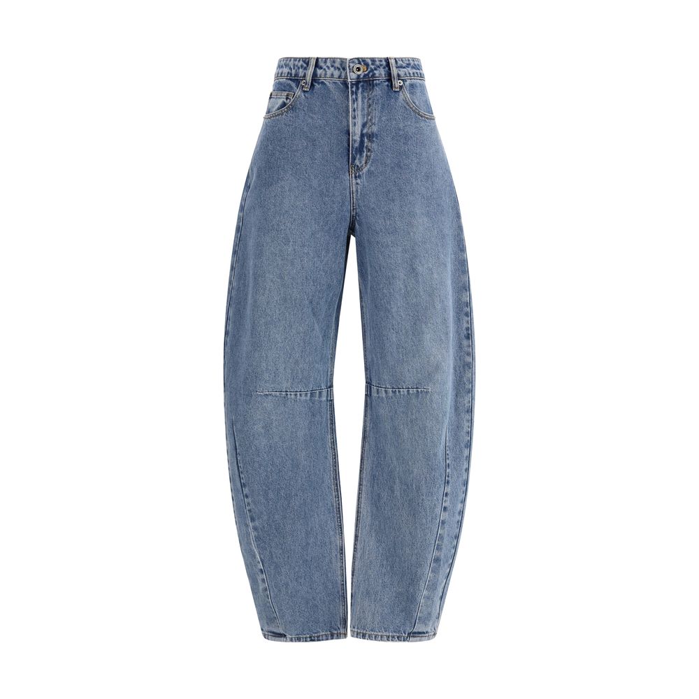 Elevate your style with Self-Portrait's Blue Cotton Relaxed Fit Jeans, where luxurious craftsmanship meets contemporary design for an effortlessly chic silhouette.