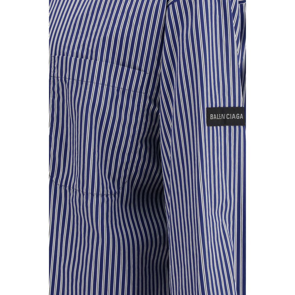 Balenciaga Blue Cotton Pattern Shirt – Luxury Oversized Couture