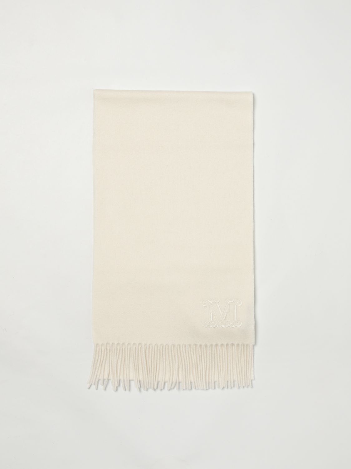 Experience the epitome of elegance with the Max Mara White Cashmere Scarf, crafted from 100% cashmere, embodying timeless luxury for the discerning individual.