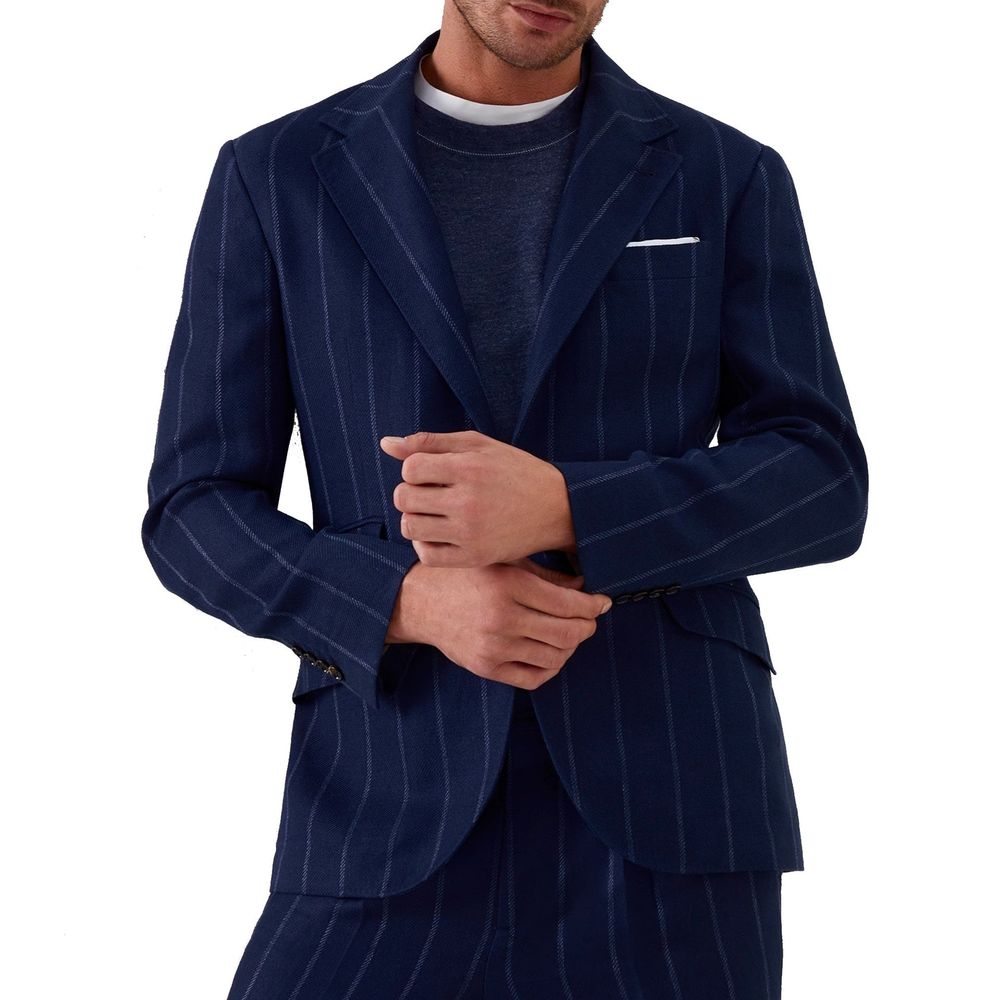 Brunello Cucinelli Blue Virgin Wool Blazer - Timeless Luxury