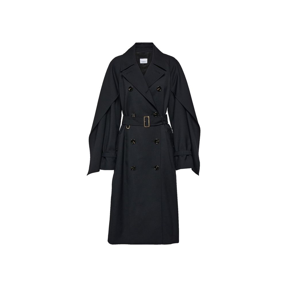 Burberry Black Polyester Coat – Luxurious Couture Elegance