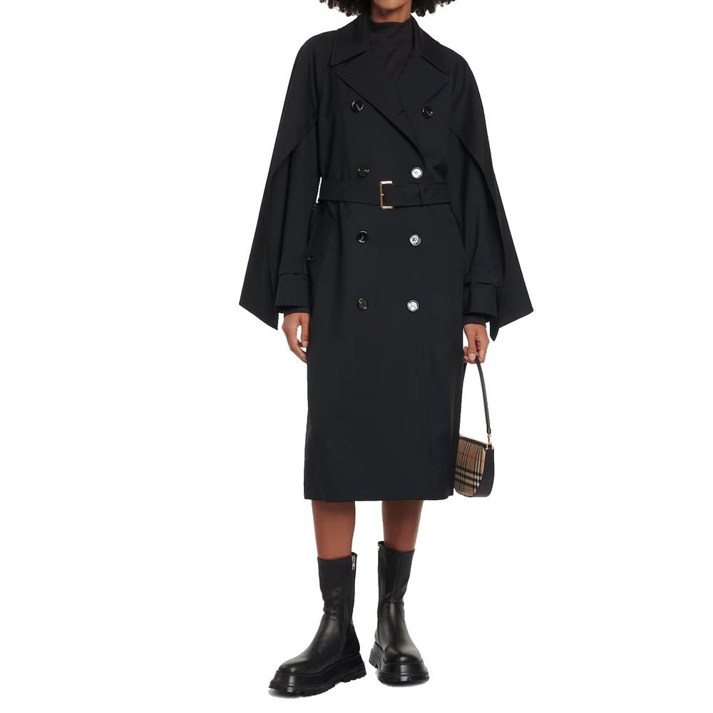 Burberry Black Polyester Coat – Luxurious Couture Elegance