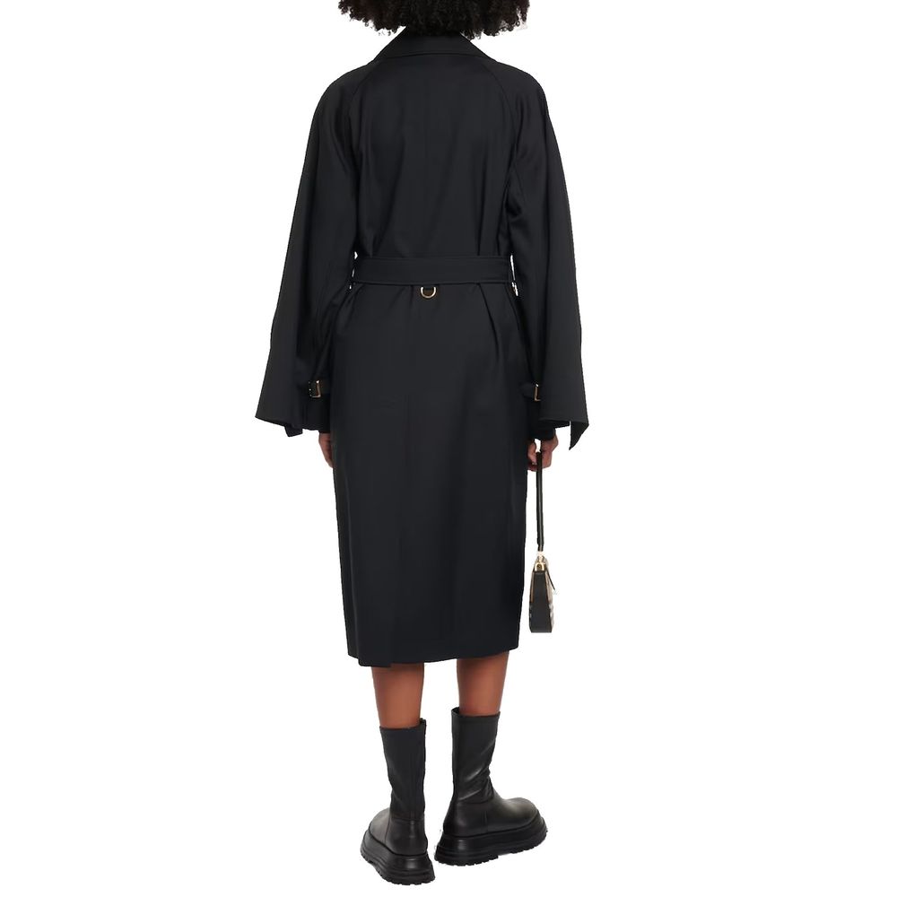 Burberry Black Polyester Coat – Luxurious Couture Elegance