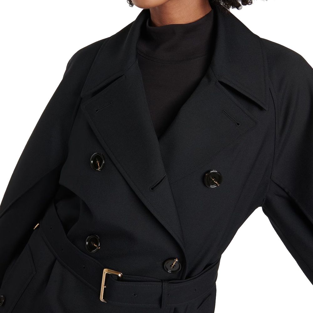 Burberry Black Polyester Coat – Luxurious Couture Outerwear
