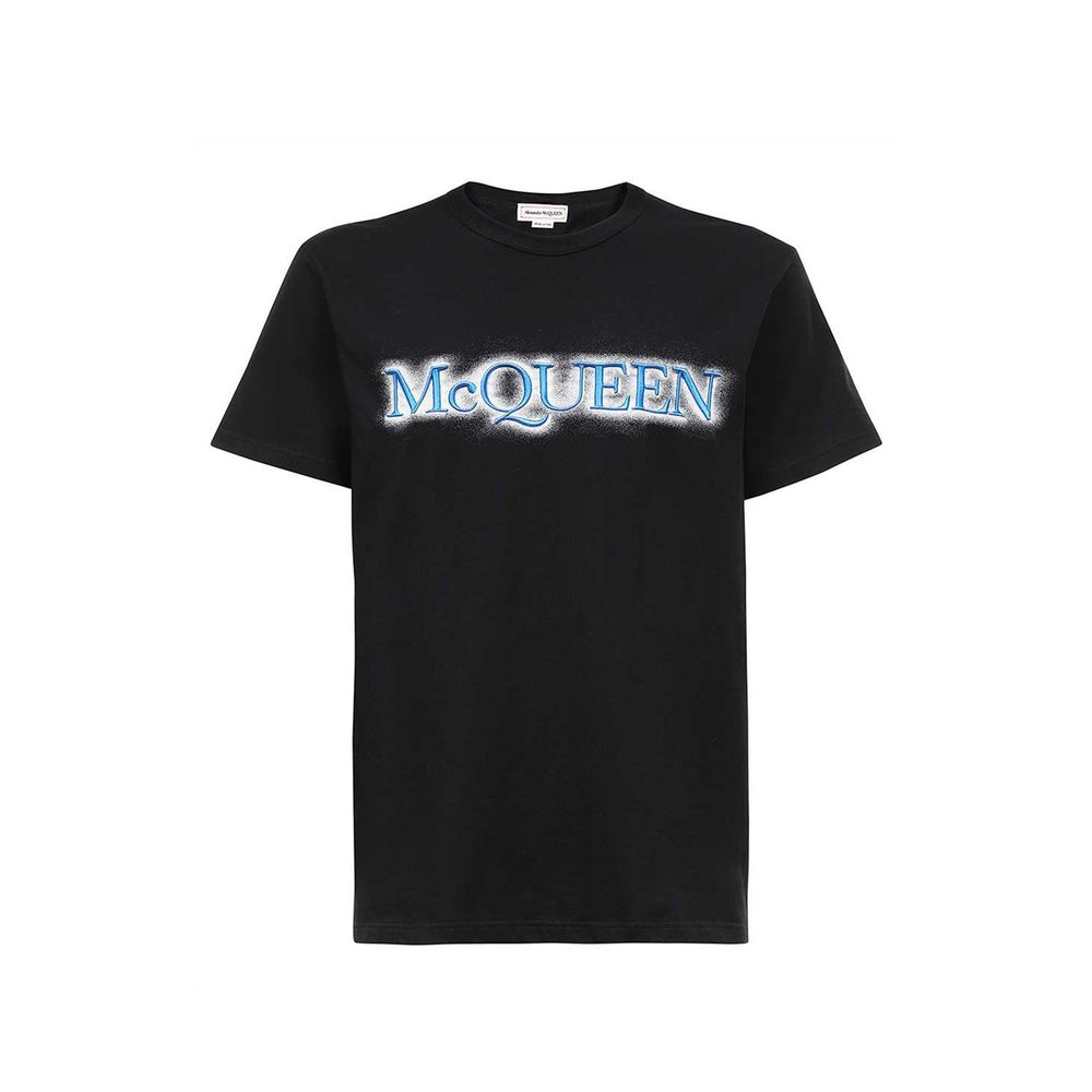 Indulge in the timeless elegance of the Alexander McQueen Black Cotton T-Shirt, crafted in Italy from luxurious cotton, embodying sophistication and artisanal mastery.