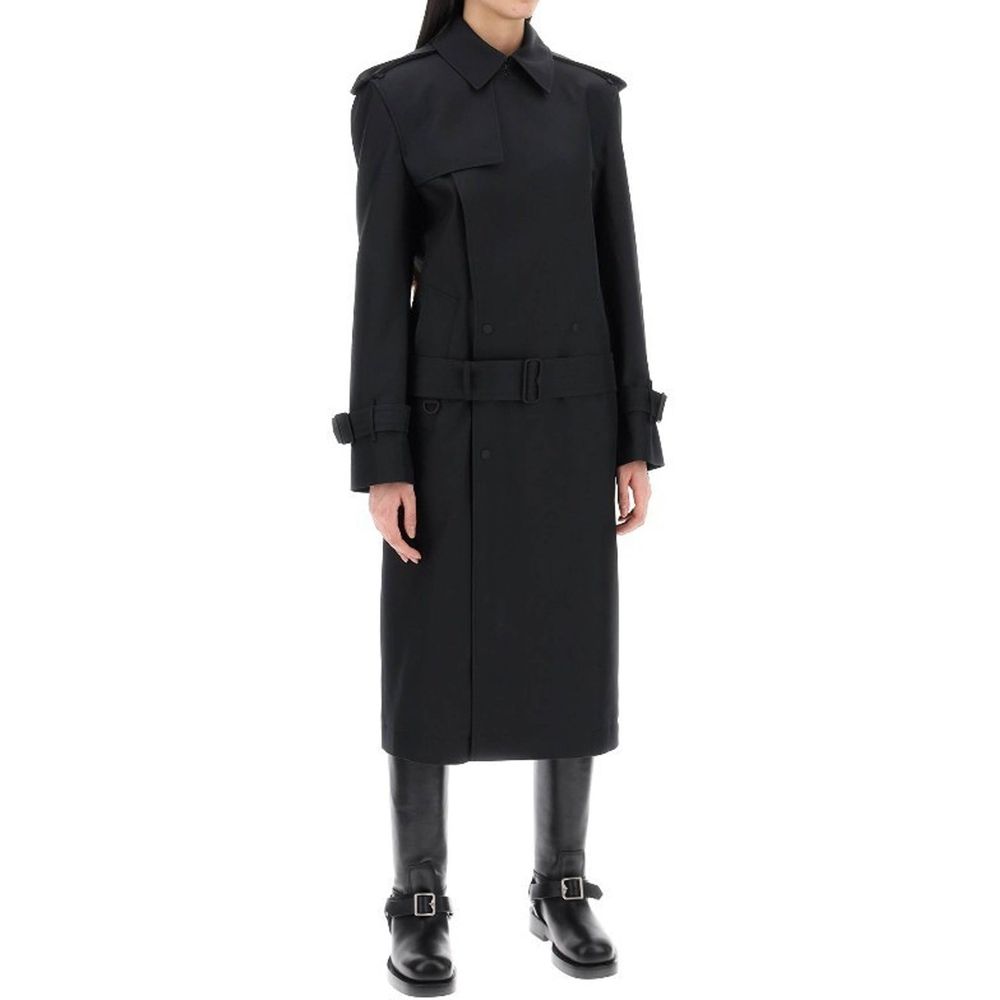 Burberry Black Polyester Coat – Artisanal Luxury Redefined
