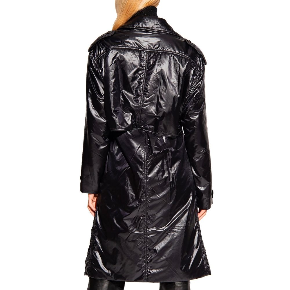 Experience the exquisite allure of the Saint Laurent Black Polyamide Coat, a timeless masterpiece crafted in Italy, blending luxury with modern elegance for the discerning individual.