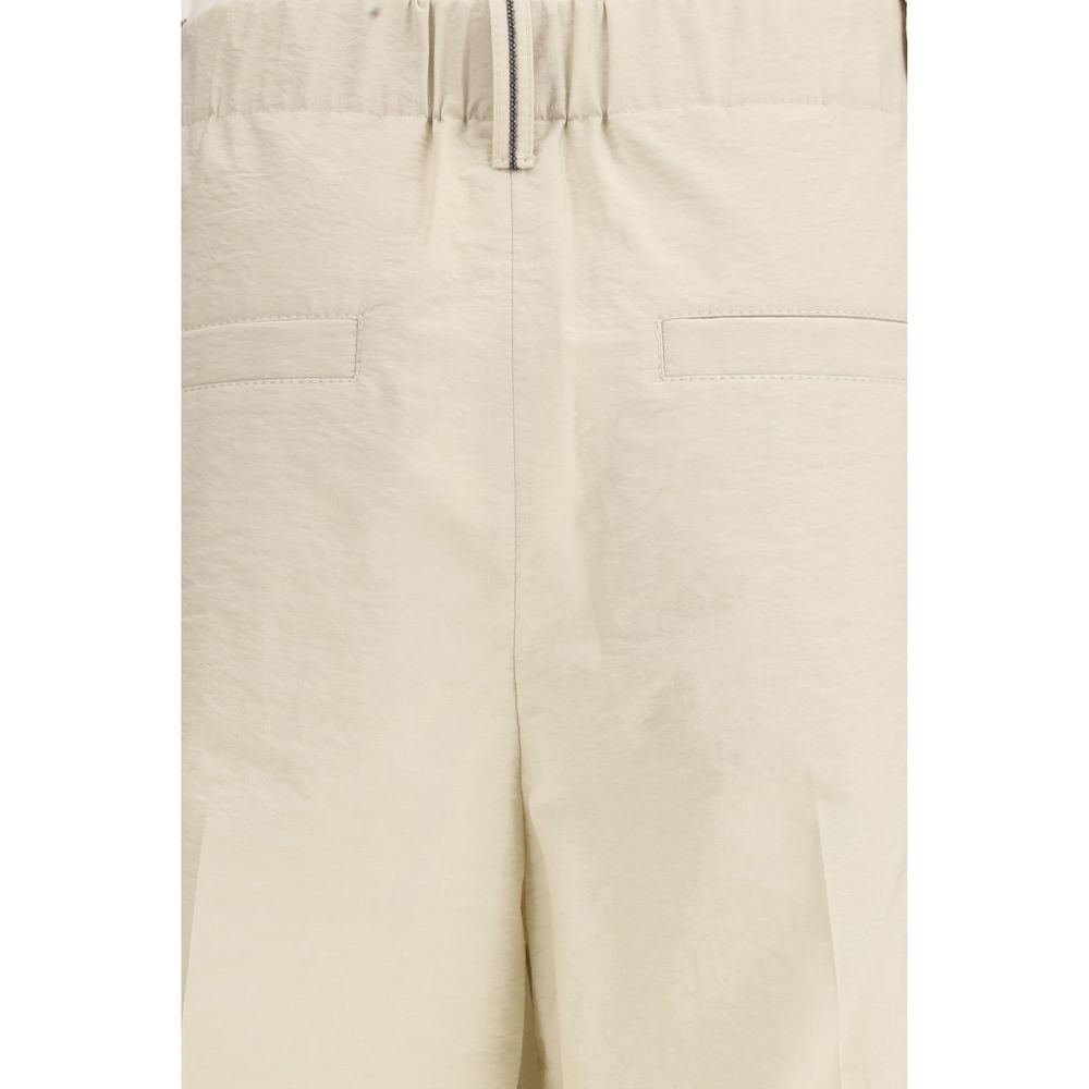Brunello Cucinelli Beige Cotton Casual Pants - Artisanal Elegance