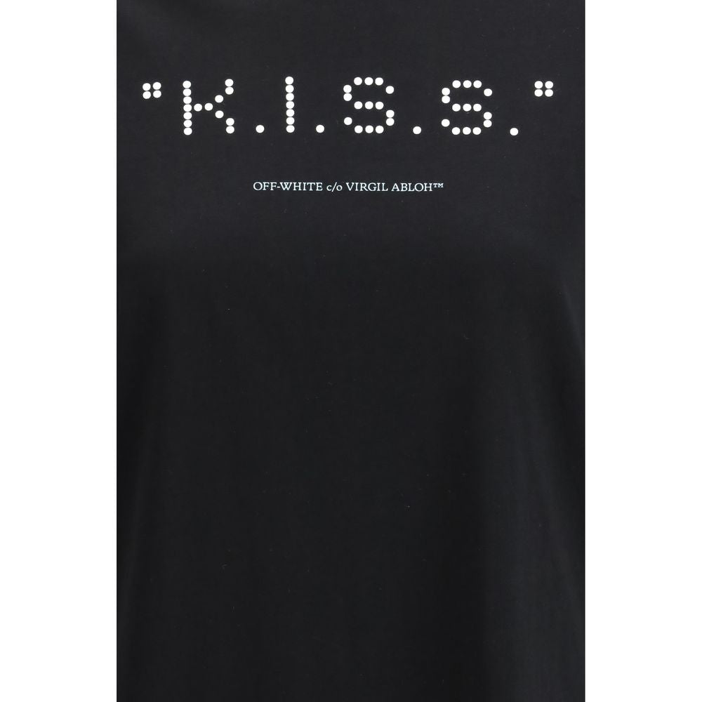 Elevate your wardrobe with Off-White's The Kiss Quote T-shirt, a luxurious 100% cotton piece from the SS26 collection, merging artistry with modern elegance.