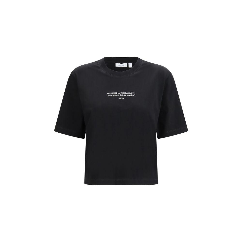 Indulge in the Off-White Black Cotton T-Shirt from SS26, crafted from premium heavyweight cotton, merging sophistication with effortless elegance for the discerning individual.