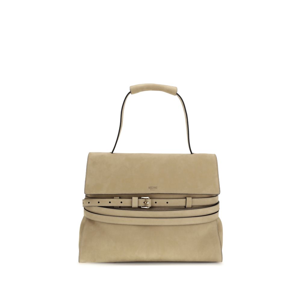 Discover the Moschino Beige Calf Leather Bos Taurus Handbag, a timeless blend of sophistication and practicality, perfect for elevating your style with luxurious elegance.