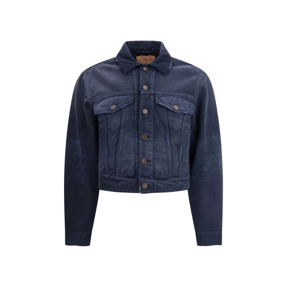 Balenciaga Blue Cotton Denim Jacket – Artisanal Luxury Couture