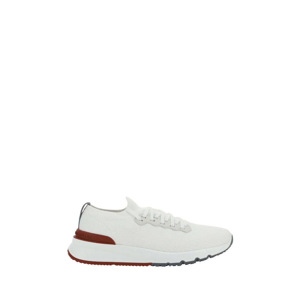 Brunello Cucinelli White Rubber Low Top Sneakers, Designer Elegance
