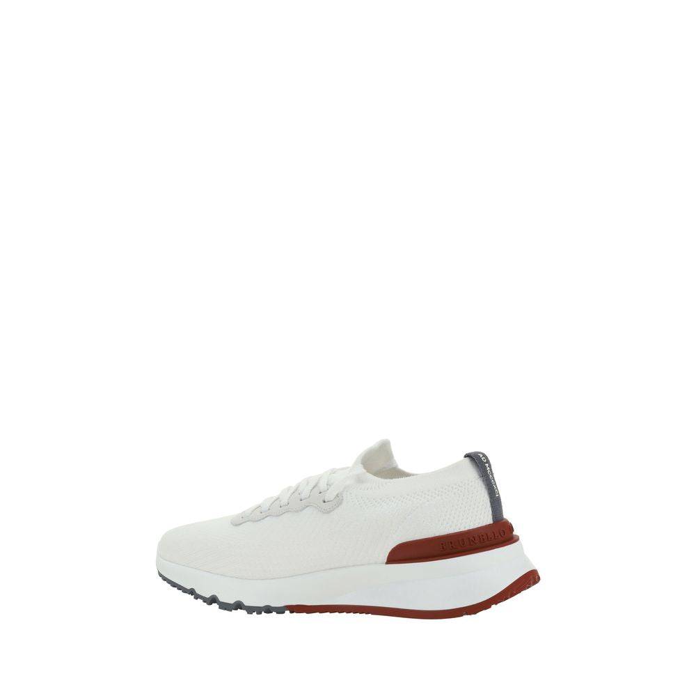 Brunello Cucinelli White Rubber Low Top Sneakers, Designer Elegance