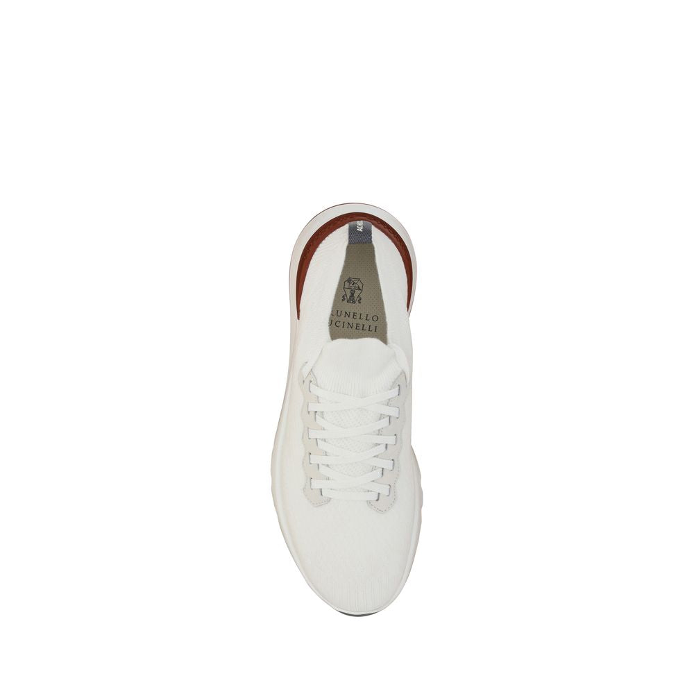 Brunello Cucinelli White Rubber Low Top Sneakers, Designer Elegance