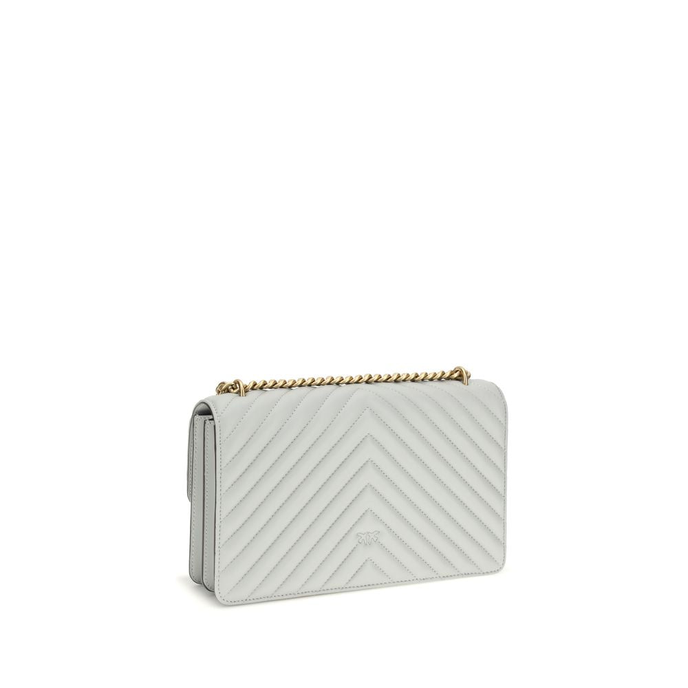 PINKO Gray Calf Leather Bos Taurus Shoulder Bag, Artisanal Elegance