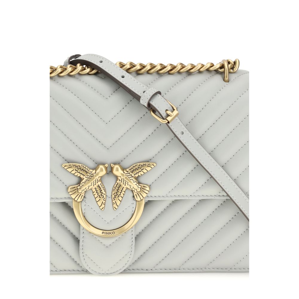 PINKO Gray Calf Leather Bos Taurus Shoulder Bag, Artisanal Luxury