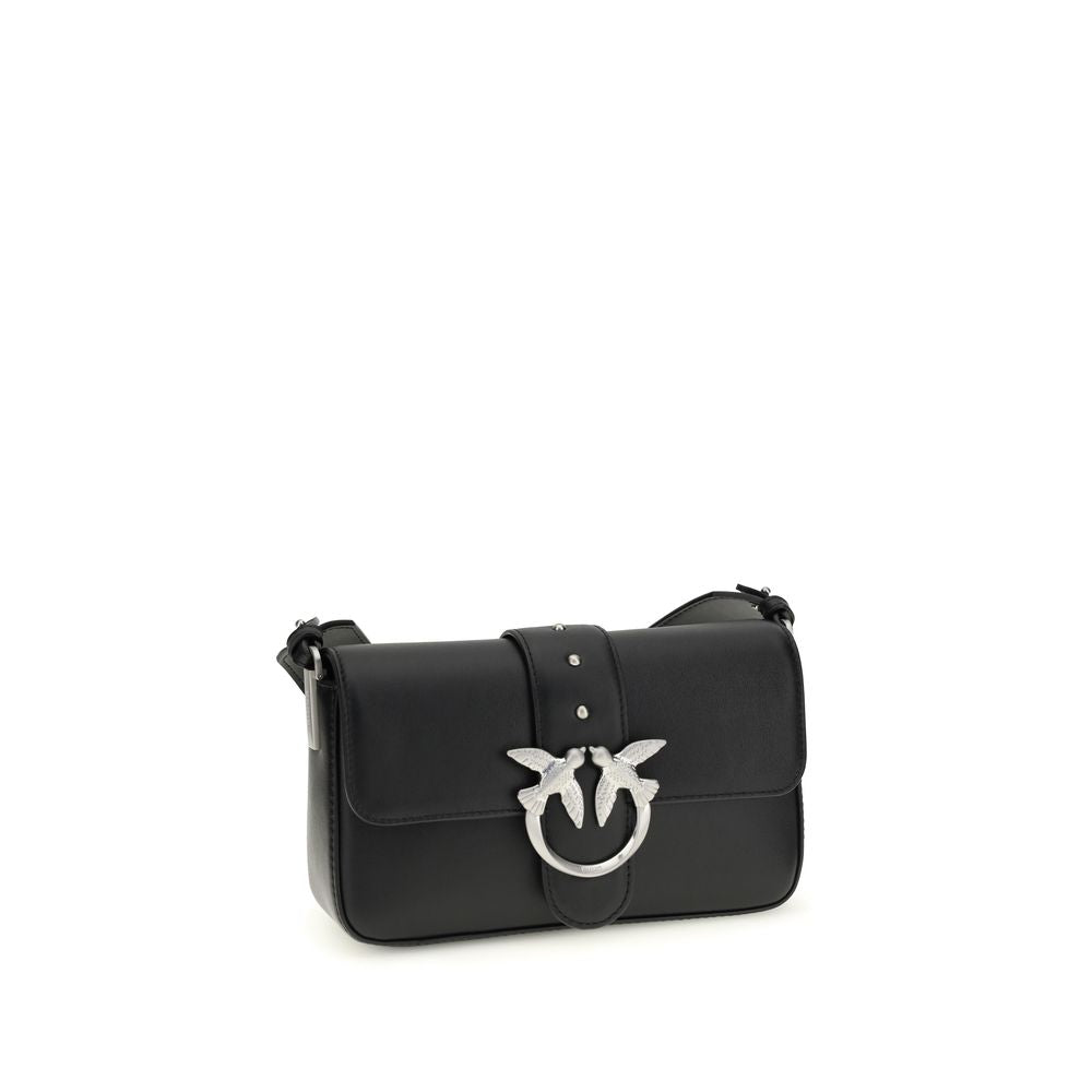 Elevate your style with the PINKO Black Calf Leather Bos Taurus Shoulder Bag, a timeless masterpiece of exquisite craftsmanship and luxurious design, perfect for the discerning individual.