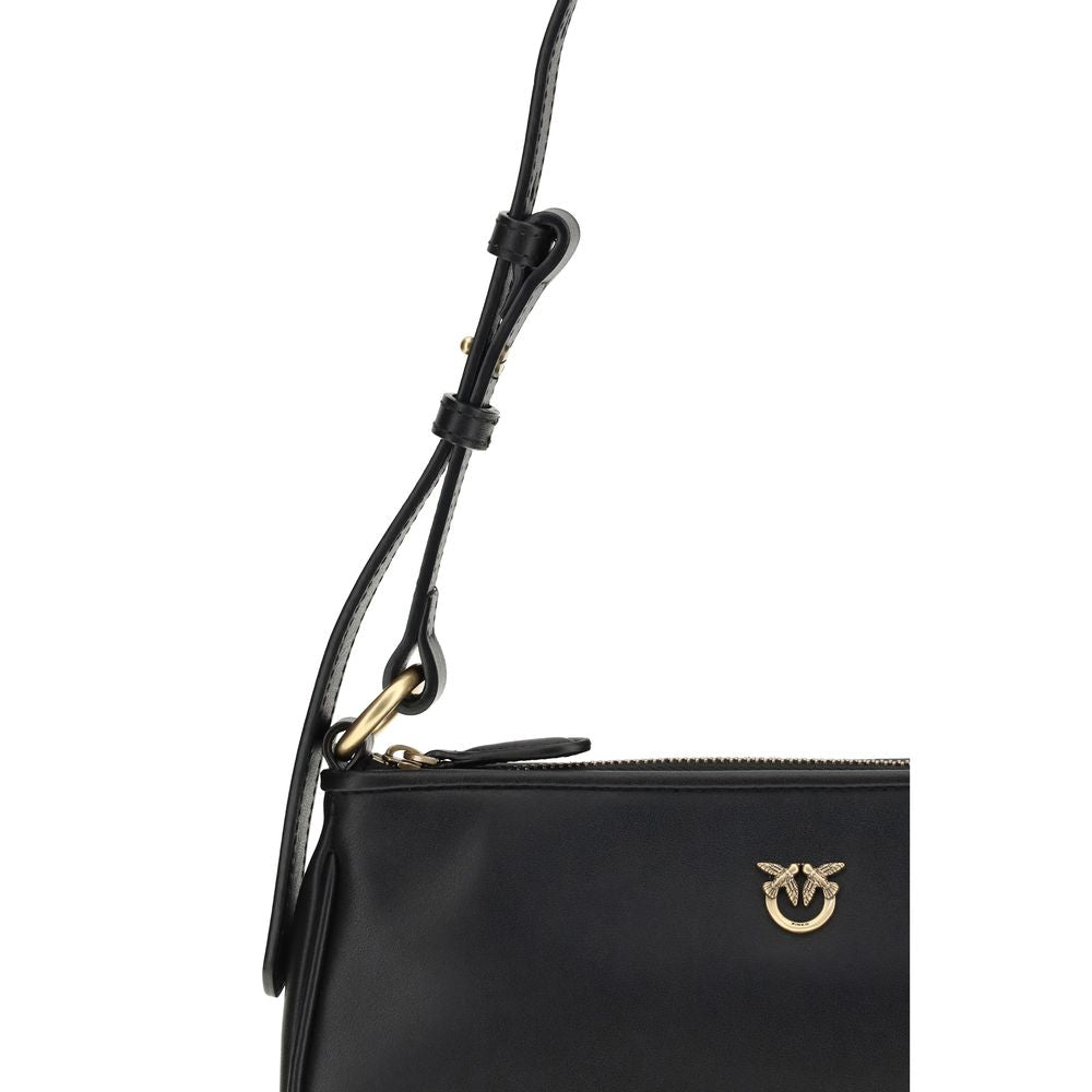 Discover the PINKO Black Calf Leather Bos Taurus Shoulder Bag, a masterpiece of artisanal elegance, crafted for those who embrace timeless sophistication and luxury.