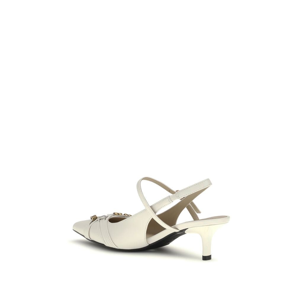 Step into timeless elegance with PINKO White Calf Leather Bos Taurus Mid Heel Pumps, a luxurious blend of exquisite craftsmanship and sophisticated allure.