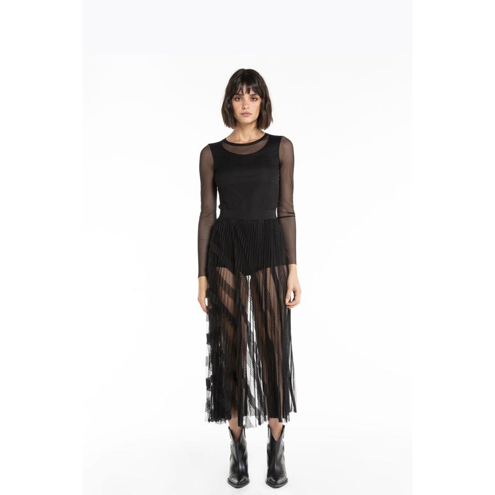 Experience the exquisite allure of the Patrizia Pepe Black Polyester Long Skirt, where luxurious craftsmanship meets timeless elegance, perfect for any sophisticated occasion.
