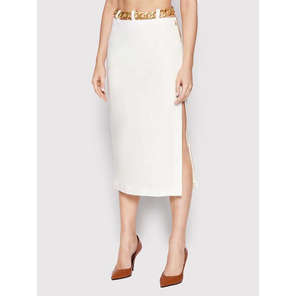 Patrizia Pepe White Viscose Long Skirt - Couture Elegance