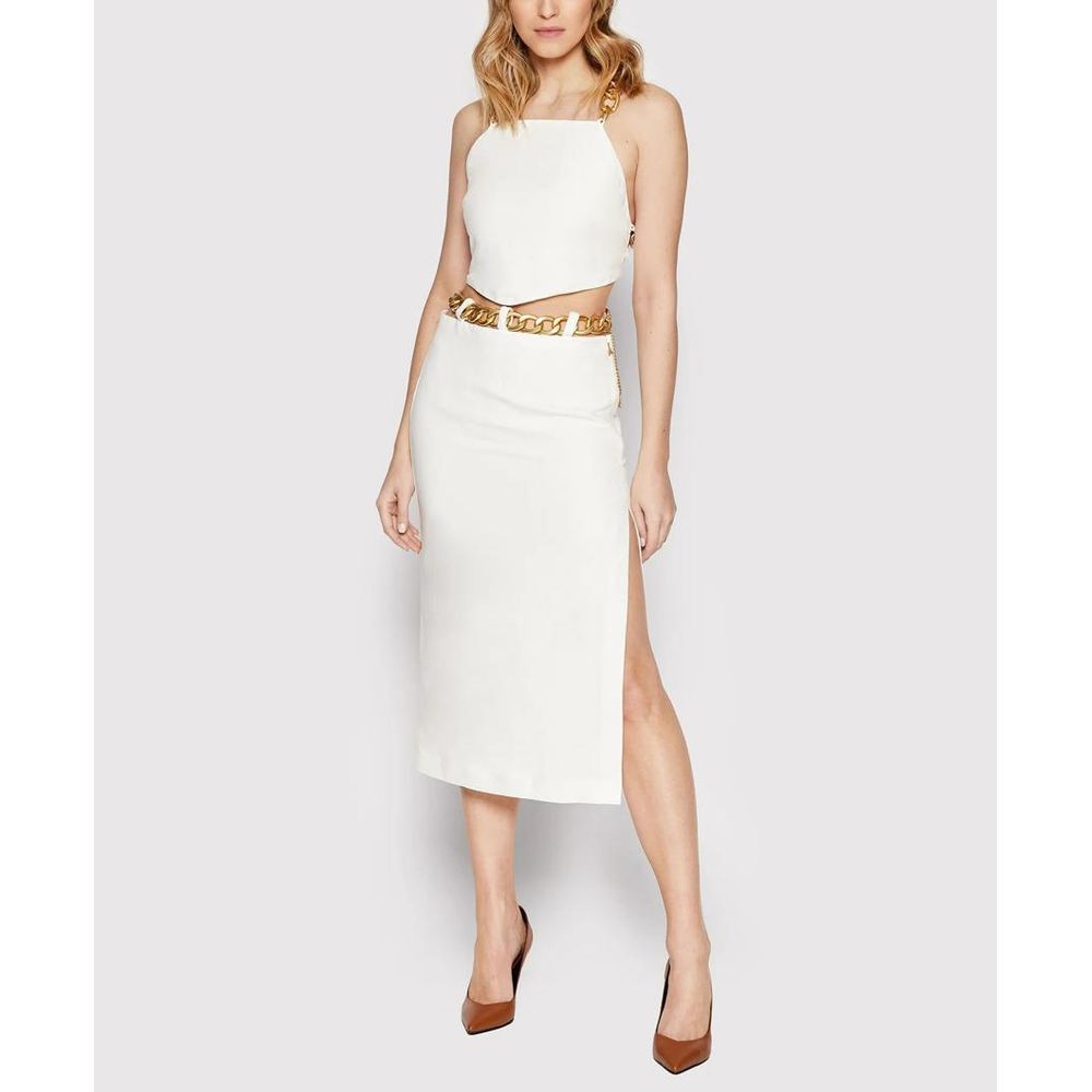 Patrizia Pepe White Viscose Long Skirt - Haute Couture Elegance