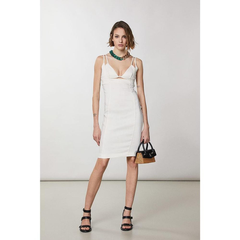 Patrizia Pepe White Flax Casual Dress - Luxe Elegance Redefined
