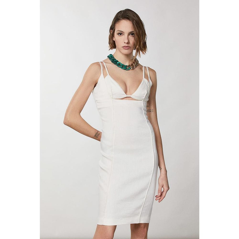 Patrizia Pepe White Flax Casual Dress - Luxe Couture Elegance