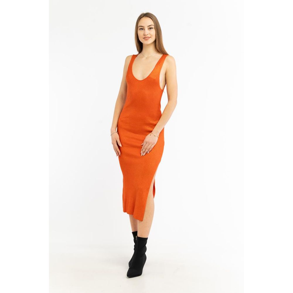 Patrizia Pepe Midi Viscose Dress in Solar Orange - Exquisite Elegance