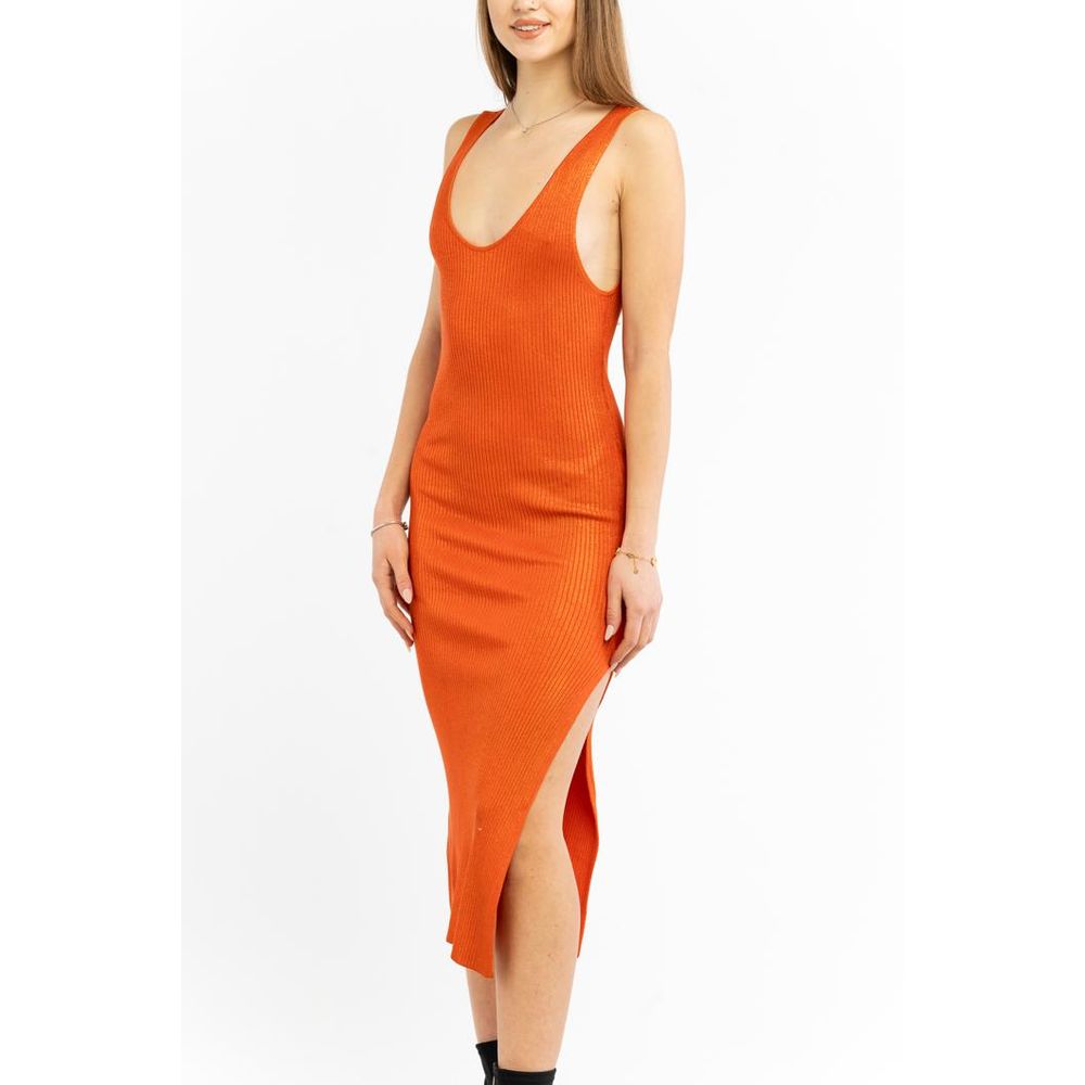 Patrizia Pepe Midi Viscose Dress in Solar Orange - Luxury Elegance